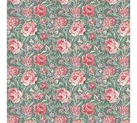 Laura Ashley Fern Green & Pink Wild Roses Patterned Smooth Wallpaper