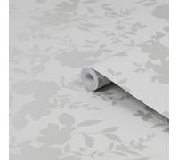 Laura Ashley Westbourne Silver Floral Smooth Wallpaper