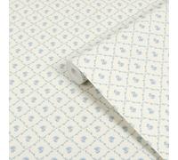 Laura Ashley White & Blue Kate Smooth Wallpaper