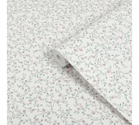 Laura Ashley White, Duck Egg & Pink Blencow Sprig Patterned Smooth Wallpaper