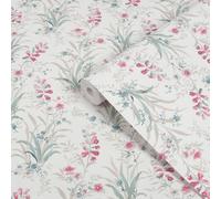 Laura Ashley White, Pink & Duck Egg Mosedale Posy Smooth Wallpaper