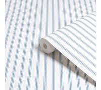 Laura Ashley White & Seaspray Blue Farnworth Smooth Wallpaper