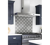 Laura Ashley Wicker Charcoal Geometric Self-Adhesive Toughened Glass Kitchen Splashback 900mm X 750mm X 6mm