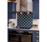 Laura Ashley Wicker Midnight Seaspray Glass Kitchen Splashback 900 X 750mm