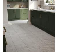 Laura Ashley Wickerwork Dove Grey Matt Patterned Cement Tile Effect Ceramic Indoor Wall & Floor Tile, Pack Of 11, (L)300mm (W)300mm