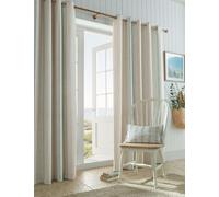 Laura Ashley Wickham Cotton Rich Striped Eyelet Curtains Natural Mix