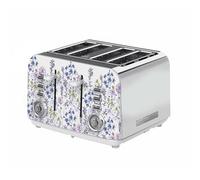 Laura Ashley Wild Meadow 4 Slice Toaster -Stainless Steel Toaster 4 Slice | Wide Slots, High Lift Lever, 7 Browning Levels, Dual Controls, Defrost & Reheat Modes, Removable Crumb Trays, Warming Rack