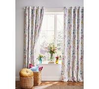 Laura Ashley Wild Meadow Pure Cotton Eyelet Blackout Curtains Multi
