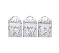 Laura Ashley Wild Meadow Tea Coffee Sugar Canisters - Kitchen Storage Jars