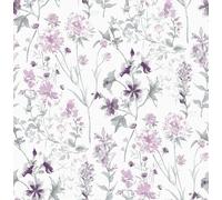 Laura Ashley Wild Meadow Wallpaper - Pale Iris - 10m