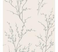 Laura Ashley Willow Off White & Steel Floral Smooth Wallpaper 113359