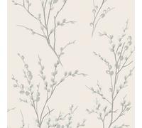 Laura Ashley Pussy Willow Off White and Steel Wallpaper