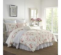 Laura Ashley Wisteria Bedding Set, Cotton, Pink/Green/Off White, Twin