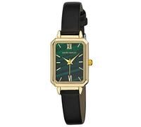 Laura Ashley Women's 22mm Mother of Pearl Dial Leather Strap Watch (Black)