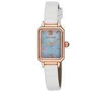 Laura Ashley Women's 22mm Mother of Pearl Dial Leather Strap Watch, White