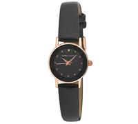 Laura Ashley Women's 24mm Case Vegan Leather Strap Watch (LA3002) (Black)