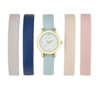 Laura Ashley Women's 26mm Mini Round Case Strap Watch Set with 5 Interchangeable Straps (LASS1113) (Gold)