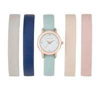 Laura Ashley Women's 26mm Mini Round Case Strap Watch Set with 5 Interchangeable Straps (LASS1113) (Rose Gold)