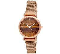 Laura Ashley Women's 30mm Round Gemstone Magnet Strap Watch (LA2076), Brown