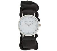 Laura Ashley Women's 35mm Soft Pattern Fabric Elastic Scrunchy Band Watch - 3 Colors Available - Women's 35mm Link Watch - Japanese Quartz Movement (LA2066), Black