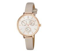 Laura Ashley Women's Faux Chrono Dial 36mm Vegan Leather Strap Watch (LA2046), Grey, Retro