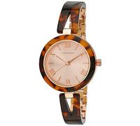 Laura Ashley Women's Half Bangle Roman Numeral Two Tone Link Tortoise Watch