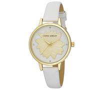 Laura Ashley Womens LA31097YG Gold Round"Flower" Dial Strap Watch