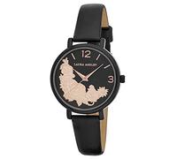 Laura Ashley Womens LA31099BK Black Round Floral Bounty Strap Watch