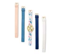 Laura Ashley Womens LASS1102YG Gold Mirror Dial Case Floral Strap Watch Set Interchangeable Straps