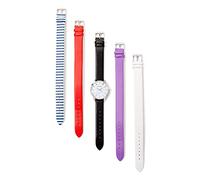 Laura Ashley Womens LASS1105SS Silver Case Solid Strap Watch Set Interchangeable Straps