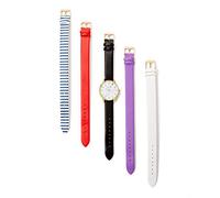 Laura Ashley Womens LASS1105YG Gold Case Solid Strap Watch Set Interchangeable Straps