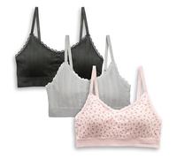 Laura Ashley Women's Pointelle and Lace Bralette Set, Seamless Wirefree Padded Bralettes, 3-Pack