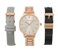 Laura Ashley Womens Rose Gold 34mm Watch Set 3 Interchangeable Straps (LASS1107RG)