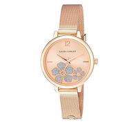 Laura Ashley Women's Rose Gold Sunray Floral Stone Dial 34mm Mesh Bracelet Watch