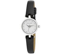 Laura Ashley Women's Silver 22mm Case Black Vegan Leather Strap Watch