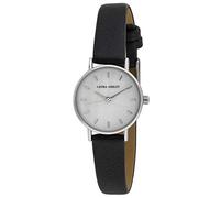 Laura Ashley Women's Slim MOP Dial Black Vegan Mini Leather Strap Watch 26mm