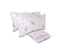 Laura Biagiotti 100% Cotton Double Bed Sheet Set, Hamal Floral Pattern, Queen-size bed, 4 pieces, Top Sheet, Fitted Sheet, Pair of Pillowcases
