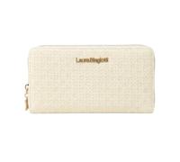 Laura Biagiotti Ladies Large Faux Leather Braided Effect Wallet with Coin Purse and Gift Box, cream, 19 cm, Book opening and zipper