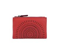 Laura Biagiotti Limon Women's Small Leather Wallet, Perforated Zip Coin Purse with Keyring, Red