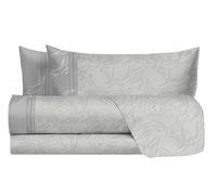 Laura Biagiotti, Set of Double Bed Sheets Cotton, Patterned Bed Set, 100% Cotton, Top Sheet + Fitted Sheet + Pair of Pillowcases, Nepheli Pearl Grey