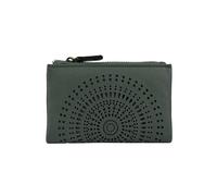 Laura Biagiotti Women's Genuine Leather Compact Wallet - Perforated Geometric Design, Dark Green, Gift Boxed