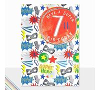 Laura Darrington 7th Birthday Card, Superhero Theme, Have a Super 7th Birthday Design