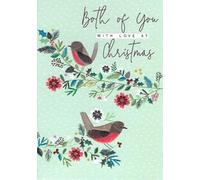 Laura Darrington Both of You Christmas Card, Robin and Winter Foliage Design, Greeting Card for Couples