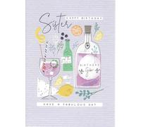 Laura Darrington Happy Birthday Sister Card, Gin & Tonic Design, Have a Fabulous Day