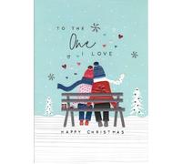Laura Darrington To the One I Love Christmas Card, Romantic Winter Couple Design, Snowy Scene with Hearts
