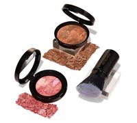 LAURA GELLER NEW YORK Blush-n-Balance 3pc Kit Baked Balance-N-Brighten Color Correcting Foundation Deep + Retractable Kabuki Brush + Baked Blush-N-Br