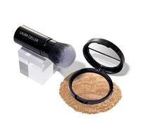 LAURA GELLER NEW YORK Get Glowing Kit (2pc): Baked Balance-n-Glow Illuminating Powder Foundation, Golden Medium + Airbrush Kabuki Makeup Brush