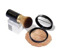 LAURA GELLER NEW YORK Get Glowing Kit (2pc): Baked Balance-n-Glow Illuminating Powder Foundation, Light + Airbrush Kabuki Makeup Brush