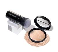 LAURA GELLER NEW YORK Get Glowing Kit (2pc): Baked Balance-n-Glow Illuminating Powder Foundation, Porcelain + Airbrush Kabuki Makeup Brush