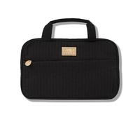 Laura Geller New York Quilted Folding Travel Makeup Bag, Black - Hanging Toiletry Bag Organizer for Travel - Large Capacity Full Size Makeup Bag - Easy to Clean